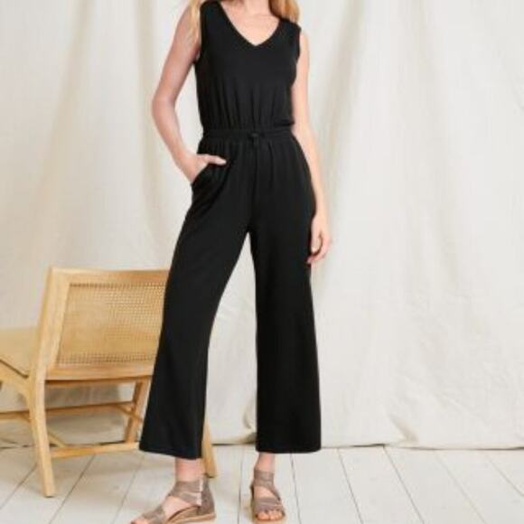 Garnet Hill Wide-Leg Knit Jumpsuit Charcoal Gray Casual Stretchy Size XL - Picture 10 of 10